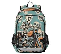 Mnsruu Sac à dos de moto squelette pour garçons et filles, sac d'école, sac à dos décontracté pour ordinateur portable, sac à dos de voyage, sac à dos de voyage, sac à dos