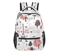 Mnsruu Sac à dos de voyage pour ordinateur portable, sac à dos d'école léger et résistant à l'eau pour adolescents, garçons, filles, adultes, Paris et caniche, M, Décontracté