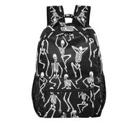 Mnsruu Sac à dos de voyage pour ordinateur portable, squelettes dansant lors d'une fête, sac à dos d'école léger et résistant à l'eau pour adolescents, garçons, filles, adultes, Squelettes dansant