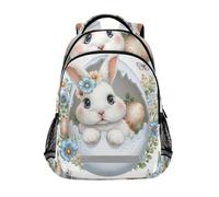 Mnsruu Sac à dos d'école motif lapins dans des coquilles d'œufs pour garçons et filles