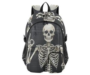 Mnsruu Sac à dos d'école squelette humain avec compartiment pour ordinateur portable, grand sac d'école pour adolescentes, filles, garçons, sac à dos de voyage de 17,5 pouces pour l'école, le travail