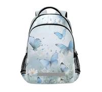 Mnsruu Sac à dos d'école volante pour garçons et filles Motif papillons bleus