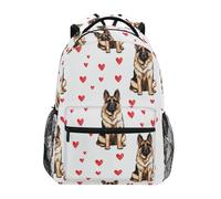 Mnsruu Sac à dos d'écolier léger pour enfant Motif berger allemand Petit cœur