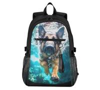 Mnsruu Sac à dos d'écolier sous-marin pour garçons et filles, motif berger allemand, sac à dos d'école, sac à dos décontracté pour ordinateur portable de 18,4 pouces