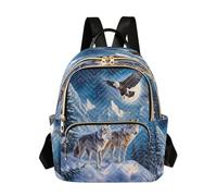 Mnsruu Sac à dos deux loups Snow Eagle Sac à dos pour femme Sac à dos de voyage Sac à dos décontracté Sac à dos pour le quotidien, Deux loups aigle des neiges, M