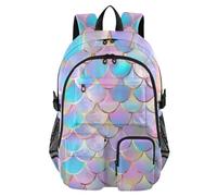 Mnsruu Sac à dos holographique écailles de sirène rose pour ordinateur portable pour université femme homme université sac à dos résistant à l'eau sac à dos de voyage décontracté multi-poches