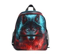 Mnsruu Sac à dos léger pour enfants, filles, garçons, motif loup, pompier, 37 x 31 x 6 cm, Feu de loup, S, Décontracté
