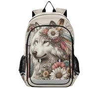 Mnsruu Sac à dos loup pour garçons et filles, motif attrape-rêves floral, sac à dos pour étudiants, sac à dos pour l'école primaire et adolescents, Multicolore 92, taille unique