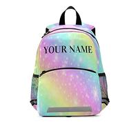 Mnsruu Sac à dos personnalisé pour garçons et filles, motif licorne pastel avec étoiles arc-en-ciel, sac de voyage pour maternelle, multicolore, M