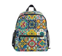 Mnsruu Sac à dos pour enfants - Carreaux mexicains - Limon - Sac à dos maternelle - Sac à dos de voyage pour l'école - Pour garçons et filles