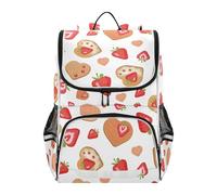 Mnsruu Sac à dos pour enfants motif cœur cookies fraises pour écolières et garçons, joli sac d'école pour enfants, sac à livres pour enfants pour primaire avec bande réfléchissante