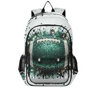 Mnsruu Sac à dos pour ordinateur portable de 15,6" - Vert - Motif ballon de rugby - Pour adolescentes - Sac à dos de voyage léger pour le travail universitaire - 45 x 33 x 17 cm