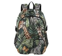 Mnsruu Sac à dos pour ordinateur portable motif girafe africaine feuilles tropicales pour université femme homme université sac à dos résistant à l'eau sac à dos de voyage décontracté multi-poches