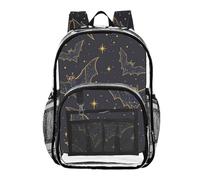 Mnsruu Sac à dos transparent pour étudiants, garçons et filles, illustration représentant des chauves-souris, sac à dos pour l'école