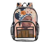 Mnsruu Sac à dos transparent pour étudiants, garçons, filles, africains, noir, sac à dos C, sac à dos pour école université