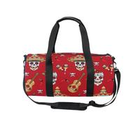 Mnsruu Sac de sport avec bandoulière pour homme et femme Motif crânes mexicains en sucre avec piment et poivron Sac de voyage d'entraînement avec compartiment à chaussures pour la nuit, le week-end,