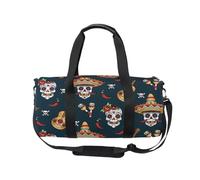 Mnsruu Sac de sport avec bandoulière pour homme et femme - Motif crânes mexicains en sucre, poivrons et guitare - Sac de voyage d'entraînement avec compartiment à chaussures pour la nuit, le week-end,