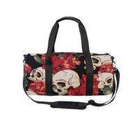 Mnsruu Sac de sport avec bandoulière pour homme et femme, motif tête de mort en sucre et fleurs de coquelicot rouge, sac de sport avec compartiment à chaussures pour la nuit, le week-end, #01, Taille