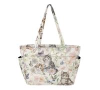 Mnsruu Sac fourre-tout Capybara Pizza noir de grande capacité avec fermeture éclair et compartiments Sac de travail matelassé pour l'école, les voyages, la plage