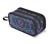 Mnsruu Sacred Geometry Trousse à crayons avec 3 compartiments Motif symboles hindous Grande capacité, A776, Sac à dos enfant