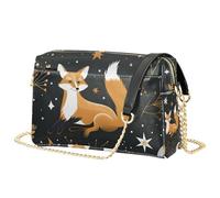 Mnsruu Sacs à bandoulière en cuir pour femme, sac à main en cuir avec renard, étoiles, lunes, constellations