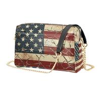 Mnsruu Sacs à bandoulière pour femme, motif drapeau américain, texture craquelée, sac à main en cuir grunge