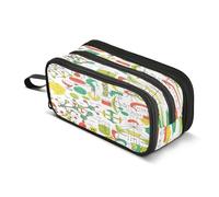 Mnsruu Science Lab Objects Doodle Trousse à crayons de grande capacité 3 compartiments pour fournitures scolaires garçons filles, multicolore, Taille unique, Organiseur de sac