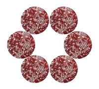 Mnsruu Sets de 6 sous-nappes de Noël avec flocons de neige, sets de table ronds rouges pour la table de cuisine, sets de table lavables pour la cuisine