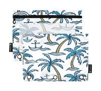 Mnsruu Spear and Palm Tree Trousse à crayons pour classeur à 3 anneaux, 2 trousses à crayons avec fermeture éclair, fenêtre transparente pour fournitures de bureau, Multicolore, Taille unique
