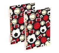 Mnsruu Sport Balls Lot de 2 carnets à spirales A5 pour le travail, l'école, l'écriture, le journal, ligné, 120 pages, 15 x 21 cm