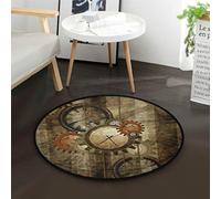 Mnsruu Steampunk Clock Gear Tapis rond vintage pour salon chambre à coucher Diamètre 92 cm