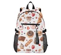Mnsruu Sweet Bakery Sac à dos de voyage léger et décontracté pour ordinateur portable de 14 pouces pour homme et femme Blanc