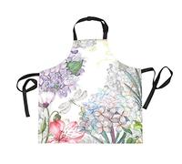 Mnsruu Tablier de cuisine Accessoire Cuisine avec libellule et fleurs de printemps aquarelle 70 x 73,9 cm avec 2 poches avant pour homme et femme