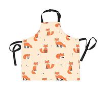 Mnsruu Tablier de cuisine amusant avec 2 poches avant pour homme et femme Motif renard à pois 70 x 73,9 cm