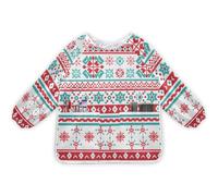 Mnsruu Tablier imperméable à manches longues pour enfants - Motif nordique traditionnel - Tablier de peinture pour enfants de 2 à 6 ans, Motif sans couture de motifs nordiques traditionnels, M (4-6