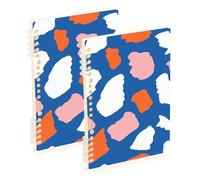 Mnsruu Trendy Vector Lot de 2 cahiers à spirale Motif géométrique pastel Format A5 Pour le travail, l'école, l'écriture, le journal intime, 120 pages, 15 x 21 cm