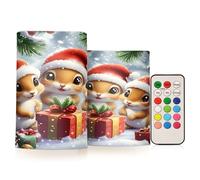 Mnsruu Trois jolies bougies piliers de Noël sans flamme avec minuterie à distance LED à piles à changement de couleur