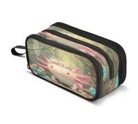 Mnsruu Trousse à crayons amusante en bois de salamandre de grande capacité avec 3 compartiments pour garçons et filles