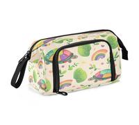 Mnsruu Trousse à crayons arc-en-ciel de grande capacité, motif tortue et herbe pour bureau, école, multicolore, Cartable