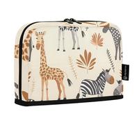 Mnsruu Trousse à crayons avec animaux africains sur une couleur beige neutre, grande capacité pour garçons et filles - Trousse à crayons multicouche pour l'école, le bureau, le travail