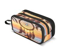 Mnsruu Trousse à crayons avec attrape-rêves contre le coucher de soleil - Grande capacité - 3 compartiments - Pour garçons et filles