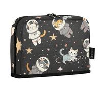 Mnsruu Trousse à crayons avec divers chats astronautes debout, grande capacité pour garçons et filles, pochette à stylos multicouche, organiseur de papeterie pour l'école, le bureau, le travail