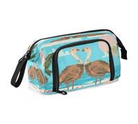 Mnsruu Trousse à crayons avec inscription « Two Cute Turkey Embrace Each Other by The Seaside » - Grande capacité - Trousse à crayons - Pour garçons et filles, Deux adorables dindes s'embrassent au