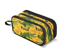 Mnsruu Trousse à crayons avec motif de feuille de crocodile - Grande capacité - 3 compartiments - Pour garçons et filles