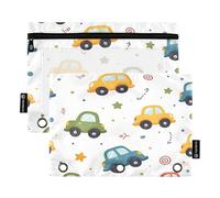 Mnsruu Trousse à crayons avec motif étoile de voiture pour classeur à 3 anneaux, 2 trousses à crayons avec fermeture éclair, fenêtre transparente pour fournitures scolaires et de bureau