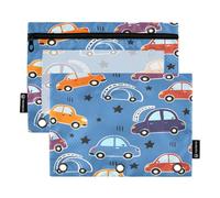 Mnsruu Trousse à crayons avec motif étoile de voiture pour classeur à 3 anneaux, 2 trousses à crayons avec fermeture éclair, fenêtre transparente pour fournitures scolaires et de bureau