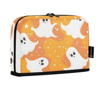 Mnsruu Trousse à crayons avec motif fantômes mignons d'Halloween sans couture, grande capacité pour garçons et filles, trousse à crayons multicouche, organisateur de papeterie pour l'école, le bureau