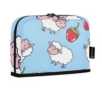 Mnsruu Trousse à crayons avec motif mouton mangeant des fraises debout, grande capacité pour garçons et filles, trousse à crayons multicouche, organiseur de papeterie pour l'école, le bureau, le