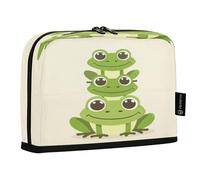 Mnsruu Trousse à crayons avec trois grenouilles vertes debout, grande capacité pour garçons et filles, trousse à crayons multicouche, organisateur de papeterie pour l'école, le bureau, le travail