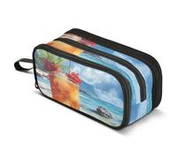 Mnsruu Trousse à crayons Beach Juice Sunshine Summer de grande capacité, 3 compartiments, grande boîte à crayons pour garçons et filles, organisateur de rangement scolaire